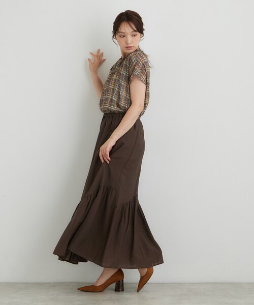 Sunauna(スーナウーナ)の「【ウエストゴム】ギャザースカート(スカート・レディース・ブラウン系その他/ブラック/ブルー・36/40/38)」の10枚目の写真