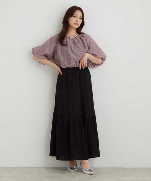 Sunauna(スーナウーナ)の「【ウエストゴム】ギャザースカート(スカート・レディース・ブラウン系その他/ブラック/ブルー・36/40/38)」の13枚目の写真