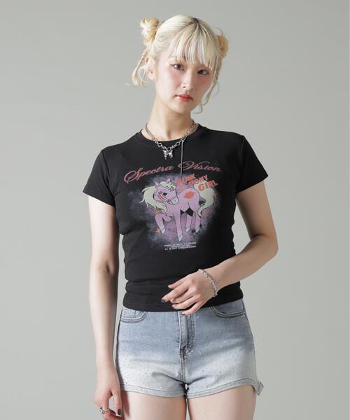 L.H.P(エルエイチピー)の「MAVYTH/メヴィス/PINK PONY GIRL TEE(Tシャツ/カットソー・レディース・ブラック/ホワイト・S/M)」の1枚目の写真