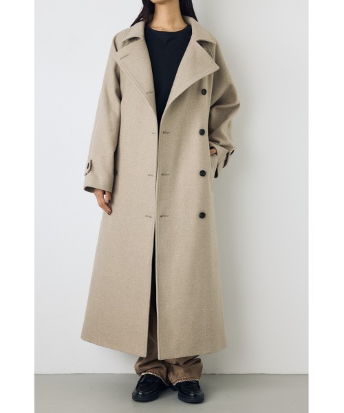 AZUL by moussy（アズールバイマウジー）の「【蓄熱効果】あったかい♪B-HEAT 2WAYカラートレンチロングコート 秋服 冬服　スタンドネック　ハイネック　機能性素材　防寒（トレンチコート・レディース・チャコールグレー/ブラック/ベージュ・MEDIUM/SMALL）」の3枚目の写真