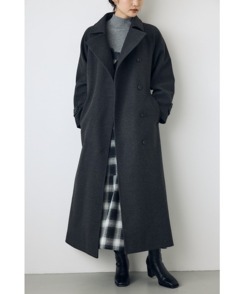 AZUL by moussy（アズールバイマウジー）の「【蓄熱効果】あったかい♪B-HEAT 2WAYカラートレンチロングコート 秋服 冬服　スタンドネック　ハイネック　機能性素材　防寒（トレンチコート・レディース・チャコールグレー/ブラック/ベージュ・MEDIUM/SMALL）」の2枚目の写真