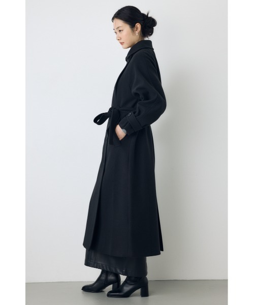 AZUL by moussy（アズールバイマウジー）の「【蓄熱効果】あったかい♪B-HEAT 2WAYカラートレンチロングコート 秋服 冬服　スタンドネック　ハイネック　機能性素材　防寒（トレンチコート・レディース・チャコールグレー/ブラック/ベージュ・MEDIUM/SMALL）」の5枚目の写真