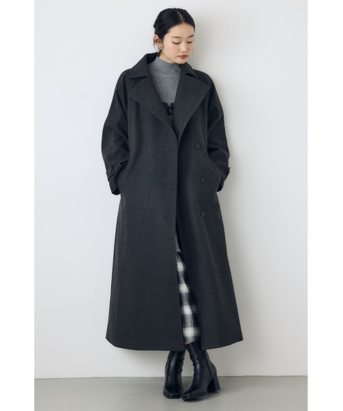 AZUL by moussy（アズールバイマウジー）の「【蓄熱効果】あったかい♪B-HEAT 2WAYカラートレンチロングコート 秋服 冬服　スタンドネック　ハイネック　機能性素材　防寒（トレンチコート・レディース・チャコールグレー/ブラック/ベージュ・MEDIUM/SMALL）」の14枚目の写真