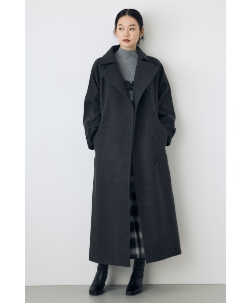 AZUL by moussy（アズールバイマウジー）の「【蓄熱効果】あったかい♪B-HEAT 2WAYカラートレンチロングコート 秋服 冬服　スタンドネック　ハイネック　機能性素材　防寒（トレンチコート・レディース・チャコールグレー/ブラック/ベージュ・MEDIUM/SMALL）」の15枚目の写真