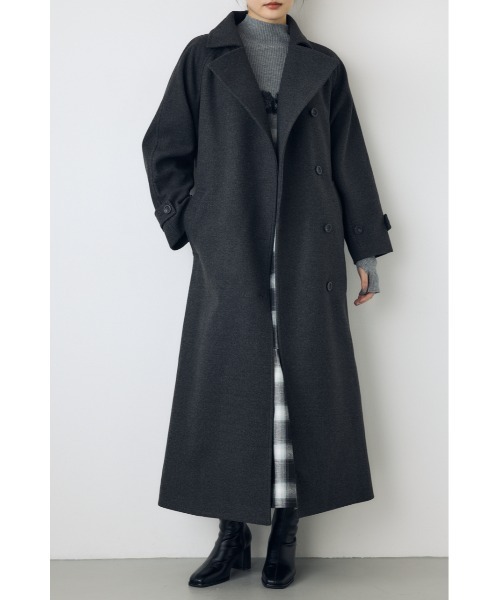 AZUL by moussy（アズールバイマウジー）の「【蓄熱効果】あったかい♪B-HEAT 2WAYカラートレンチロングコート 秋服 冬服　スタンドネック　ハイネック　機能性素材　防寒（トレンチコート・レディース・チャコールグレー/ブラック/ベージュ・MEDIUM/SMALL）」の16枚目の写真