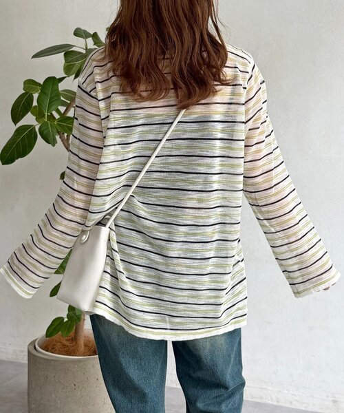 CPCM(シーピーシーエム)の「ボーダーシアーロンT(Tシャツ/カットソー・レディース・グレー/グリーン/ピンク・FREE)」の21枚目の写真