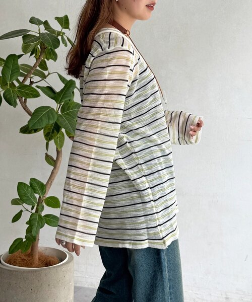CPCM(シーピーシーエム)の「ボーダーシアーロンT(Tシャツ/カットソー・レディース・グレー/グリーン/ピンク・FREE)」の22枚目の写真