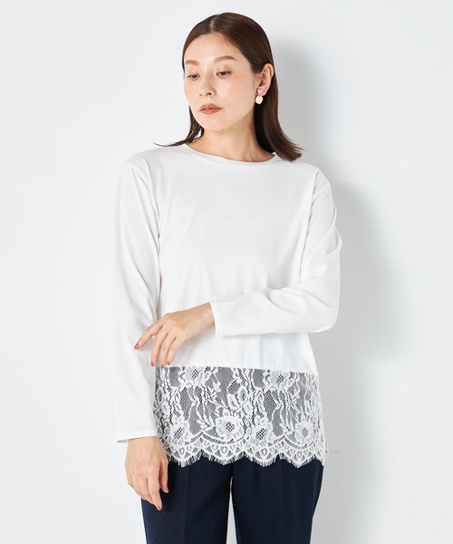 GALLORIA（ギャローリア）の「裾レース切替プルオーバー（Tシャツ/カットソー・レディース・ブラック/ホワイト・L/LL/M/S）」の2枚目の写真