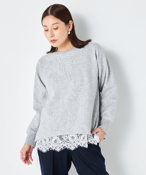 GALLORIA（ギャローリア）の「裾レース切替プルオーバー（Tシャツ/カットソー・レディース・ブラック/ホワイト・L/LL/M/S）」の4枚目の写真