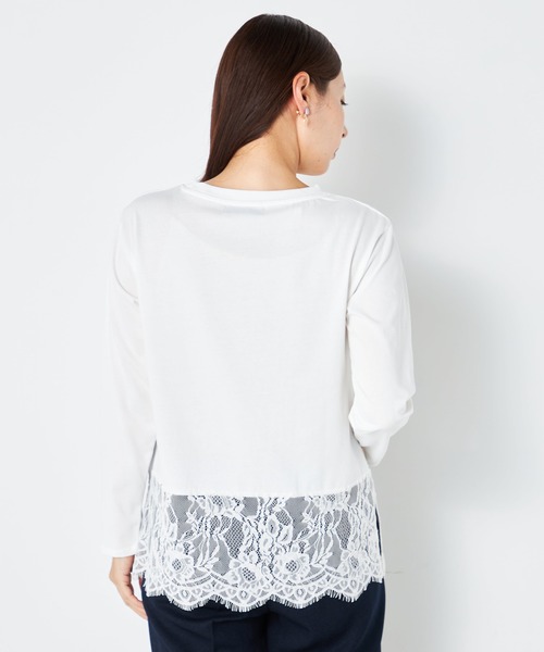 GALLORIA（ギャローリア）の「裾レース切替プルオーバー（Tシャツ/カットソー・レディース・ブラック/ホワイト・L/LL/M/S）」の5枚目の写真