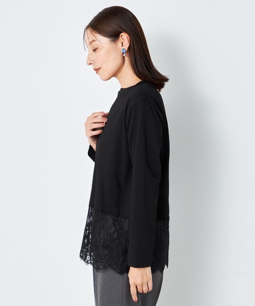 GALLORIA（ギャローリア）の「裾レース切替プルオーバー（Tシャツ/カットソー・レディース・ブラック/ホワイト・L/LL/M/S）」の8枚目の写真