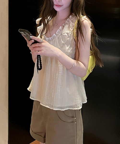 FAVORITO(ファヴォリート)の「フリルノースリーブブラウス(シャツ/ブラウス・レディース・ホワイト/ネイビー・F)」の20枚目の写真