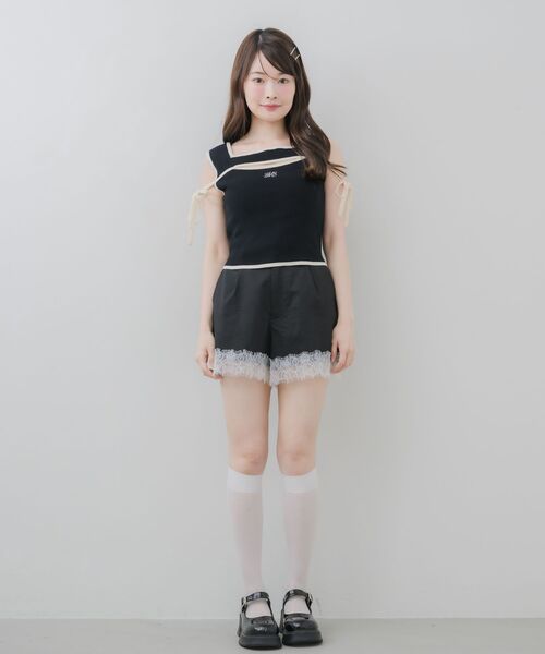 ems excite(エムズエキサイト)の「フロントスリットニットタンク(タンクトップ・レディース・ナチュラル/ピンク/ブラック・FREE)」の12枚目の写真