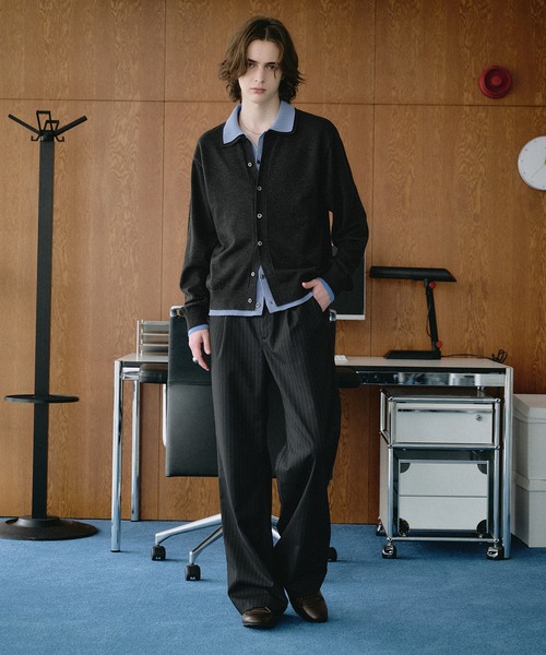 SELLE GLANT(セレグランテ)の「SEMI WIDE STRAIGHT PANTS / セミワイドストレートパンツ(スラックス・メンズ・ダークグレー/ブラック・SMALL/LARGE/MEDIUM)」の4枚目の写真