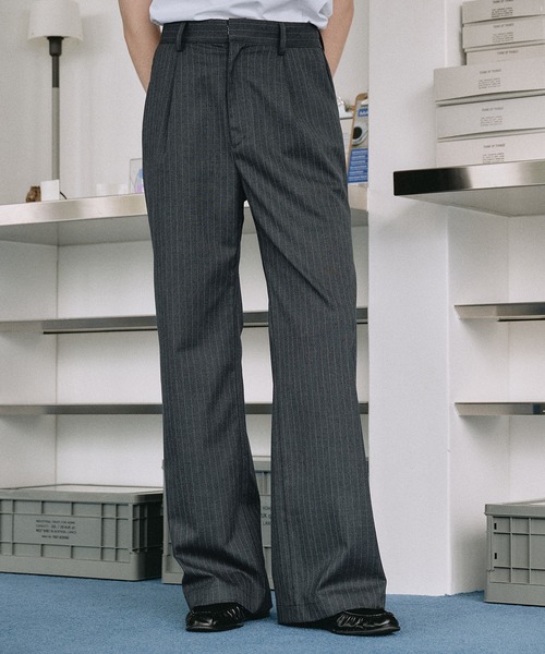 SELLE GLANT(セレグランテ)の「SEMI WIDE STRAIGHT PANTS / セミワイドストレートパンツ(スラックス・メンズ・ダークグレー/ブラック・SMALL/LARGE/MEDIUM)」の6枚目の写真