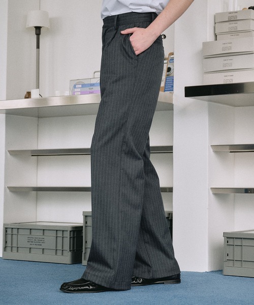 SELLE GLANT(セレグランテ)の「SEMI WIDE STRAIGHT PANTS / セミワイドストレートパンツ(スラックス・メンズ・ダークグレー/ブラック・SMALL/LARGE/MEDIUM)」の8枚目の写真