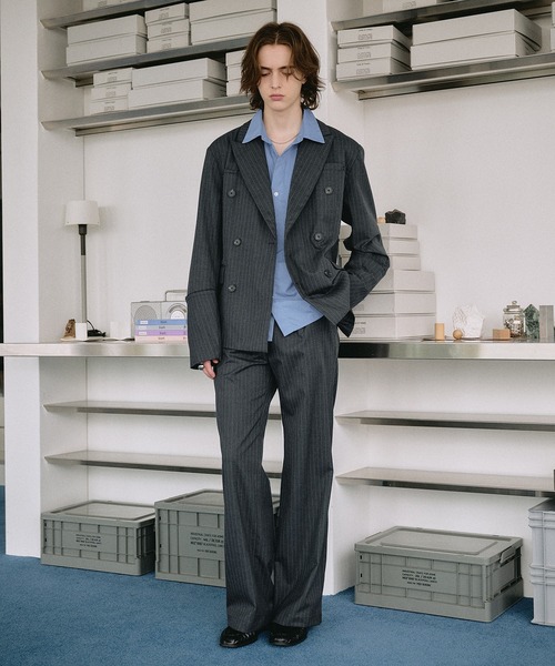 SELLE GLANT(セレグランテ)の「SEMI WIDE STRAIGHT PANTS / セミワイドストレートパンツ(スラックス・メンズ・ダークグレー/ブラック・SMALL/LARGE/MEDIUM)」の15枚目の写真