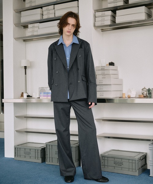 SELLE GLANT(セレグランテ)の「SEMI WIDE STRAIGHT PANTS / セミワイドストレートパンツ(スラックス・メンズ・ダークグレー/ブラック・SMALL/LARGE/MEDIUM)」の21枚目の写真