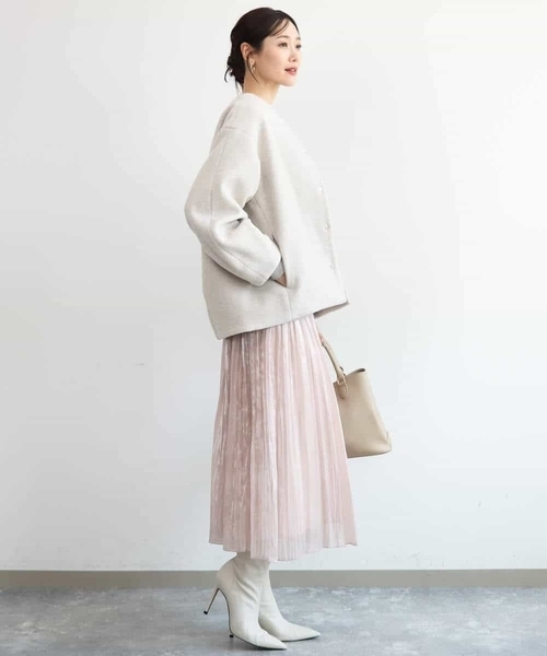 MK MICHEL KLEIN(エムケーミッシェルクラン)の「コクーンシルエットノーカラーブルゾン(ブルゾン・レディース・ブラック/ベージュ/ライトブルー・38)」の14枚目の写真