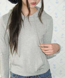 CLASSIC CROP HOODIE LS TEE GREY