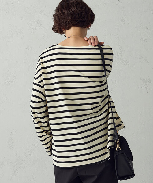 COMME CA ISM(コムサイズム)の「ボーダーロンT(Tシャツ/カットソー・レディース・キャメル/ホワイト/ネイビー・FREE)」の9枚目の写真
