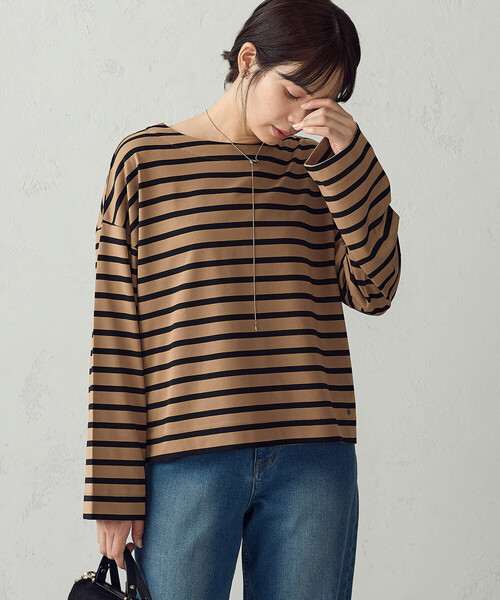 COMME CA ISM(コムサイズム)の「ボーダーロンT(Tシャツ/カットソー・レディース・キャメル/ホワイト/ネイビー・FREE)」の21枚目の写真