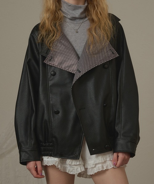 hazyl(ヘイジル)の「lining design jacket / ライニングデザインジャケット(ブルゾン・レディース・ブラック/ブラウン系その他・フリー)」の2枚目の写真
