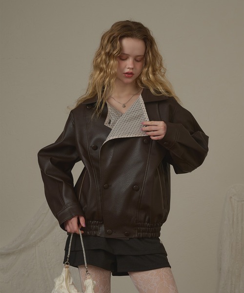 hazyl(ヘイジル)の「lining design jacket / ライニングデザインジャケット(ブルゾン・レディース・ブラック/ブラウン系その他・フリー)」の17枚目の写真