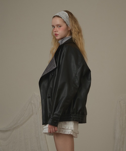 hazyl(ヘイジル)の「lining design jacket / ライニングデザインジャケット(ブルゾン・レディース・ブラック/ブラウン系その他・フリー)」の4枚目の写真