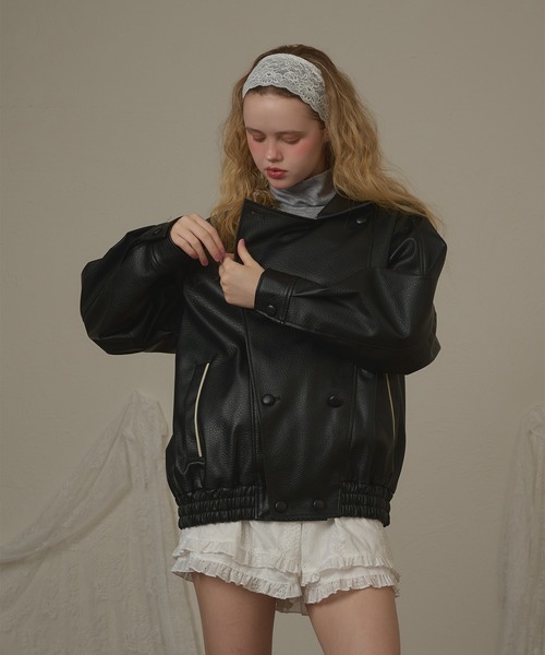 hazyl(ヘイジル)の「lining design jacket / ライニングデザインジャケット(ブルゾン・レディース・ブラック/ブラウン系その他・フリー)」の8枚目の写真