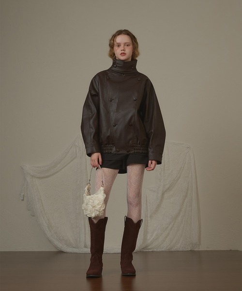 hazyl(ヘイジル)の「lining design jacket / ライニングデザインジャケット(ブルゾン・レディース・ブラック/ブラウン系その他・フリー)」の12枚目の写真