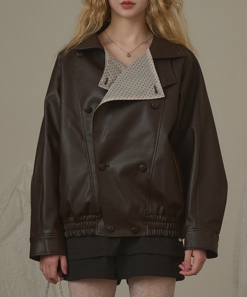 hazyl(ヘイジル)の「lining design jacket / ライニングデザインジャケット(ブルゾン・レディース・ブラック/ブラウン系その他・フリー)」の3枚目の写真