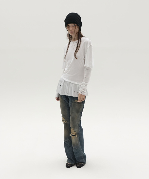 LCDC TM(エルシーディーシーティーエム)の「LAYERED LONG-SLEEVE TOP (WHITE)(Tシャツ/カットソー・レディース・その他・SMALL/MEDIUM)」の2枚目の写真