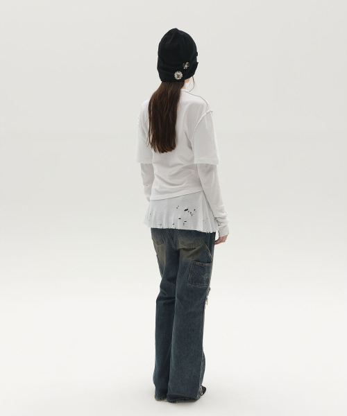LCDC TM(エルシーディーシーティーエム)の「LAYERED LONG-SLEEVE TOP (WHITE)(Tシャツ/カットソー・レディース・その他・SMALL/MEDIUM)」の3枚目の写真
