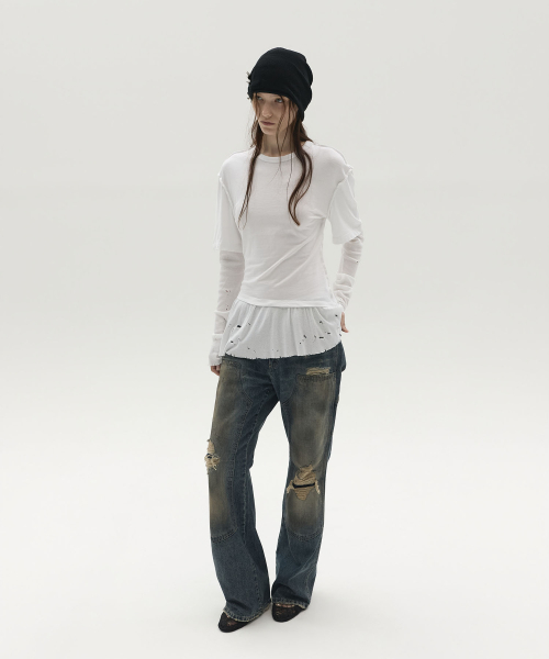 LCDC TM(エルシーディーシーティーエム)の「LAYERED LONG-SLEEVE TOP (WHITE)(Tシャツ/カットソー・レディース・その他・SMALL/MEDIUM)」の4枚目の写真