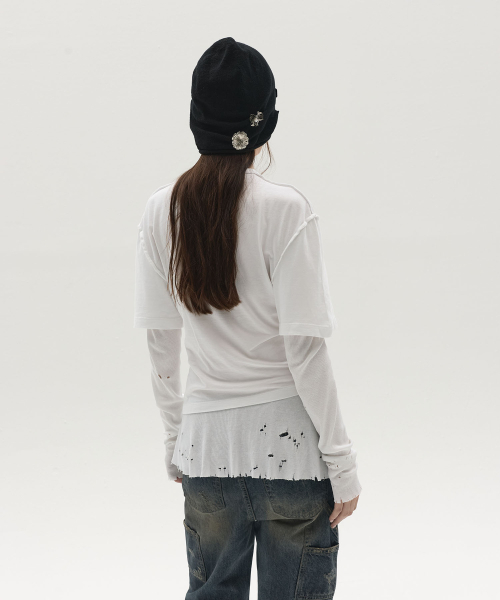 LCDC TM(エルシーディーシーティーエム)の「LAYERED LONG-SLEEVE TOP (WHITE)(Tシャツ/カットソー・レディース・その他・SMALL/MEDIUM)」の6枚目の写真