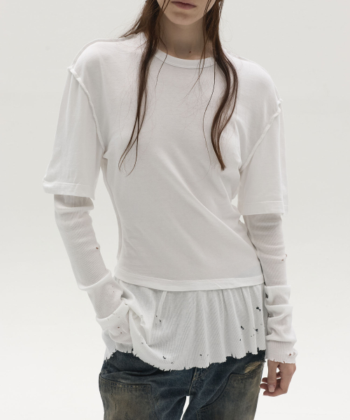LCDC TM(エルシーディーシーティーエム)の「LAYERED LONG-SLEEVE TOP (WHITE)(Tシャツ/カットソー・レディース・その他・SMALL/MEDIUM)」の7枚目の写真
