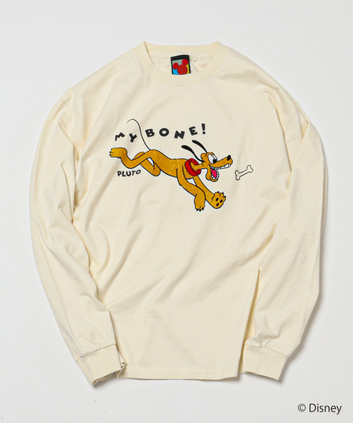 Disney(ディズニー)の「<ミッキー&フレンズ> ヴィンテージ加工 キャラクター ロンT(Tシャツ/カットソー・メンズ・アイボリー/ホワイト/ホワイト系その他/ブラック・LARGE/MEDIUM)」の2枚目の写真