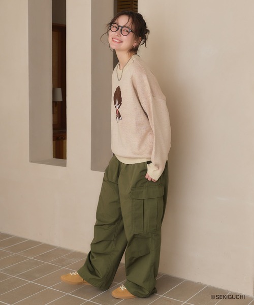 cross marche(クロスマルシェ)の「【モンチッチ】ジャガードニットプルオーバー(ニット/セーター・レディース・アイボリー/レッド/杢グレー/ブラック・M/LL/L)」の14枚目の写真
