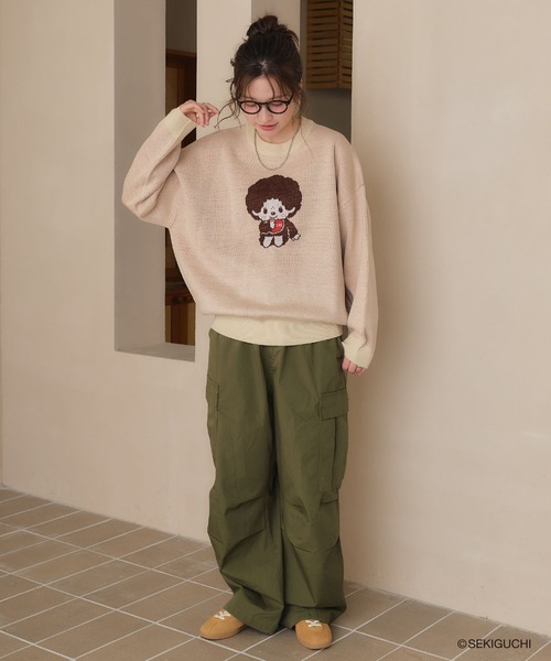 cross marche(クロスマルシェ)の「【モンチッチ】ジャガードニットプルオーバー(ニット/セーター・レディース・アイボリー/レッド/杢グレー/ブラック・M/LL/L)」の15枚目の写真