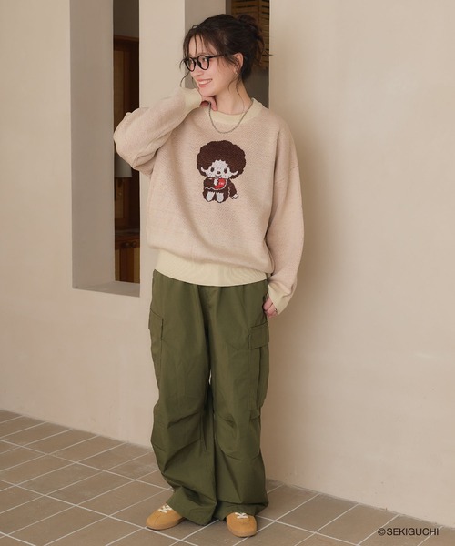 cross marche(クロスマルシェ)の「【モンチッチ】ジャガードニットプルオーバー(ニット/セーター・レディース・アイボリー/レッド/杢グレー/ブラック・M/LL/L)」の16枚目の写真