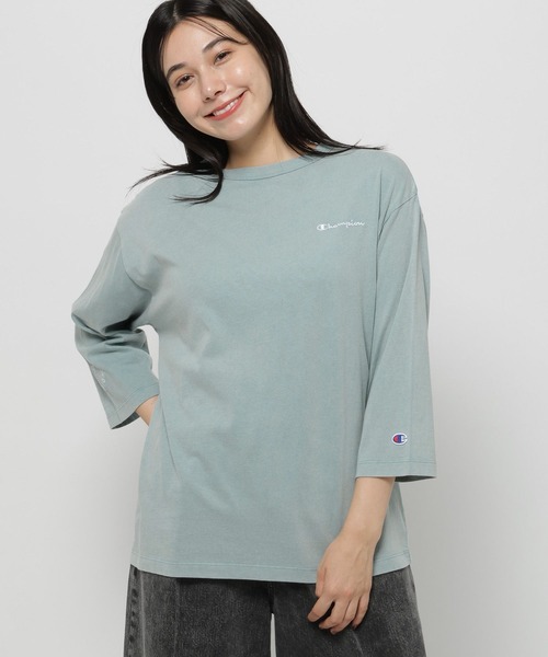 niko and...(ニコアンド)の「【Champion(チャンピオン)】別注 8分袖スノー洗いTシャツ(Tシャツ/カットソー・レディース・ラベンダー/ライトグリーン/オフホワイト・MEDIUM/LARGE)」の1枚目の写真