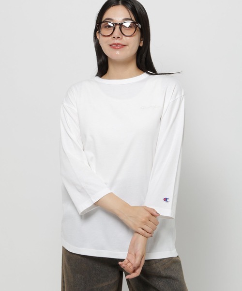 niko and...(ニコアンド)の「【Champion(チャンピオン)】別注 8分袖スノー洗いTシャツ(Tシャツ/カットソー・レディース・ラベンダー/ライトグリーン/オフホワイト・MEDIUM/LARGE)」の6枚目の写真