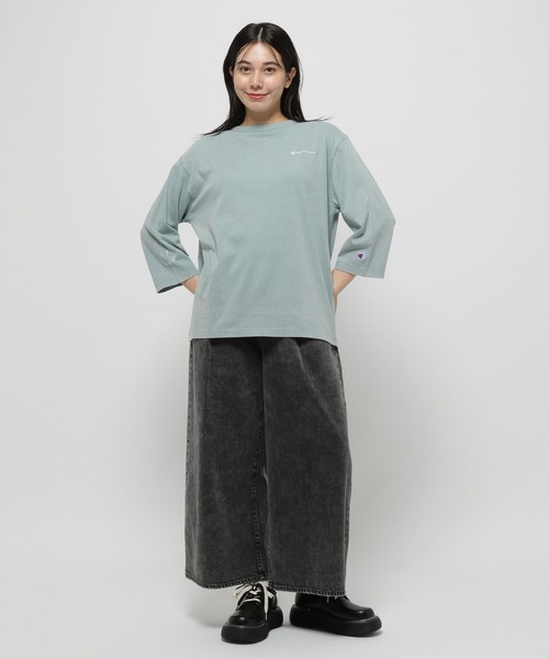 niko and...(ニコアンド)の「【Champion(チャンピオン)】別注 8分袖スノー洗いTシャツ(Tシャツ/カットソー・レディース・ラベンダー/ライトグリーン/オフホワイト・MEDIUM/LARGE)」の7枚目の写真