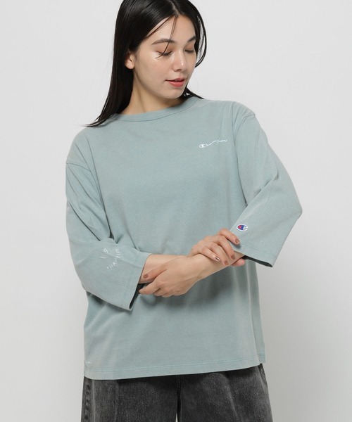 niko and...(ニコアンド)の「【Champion(チャンピオン)】別注 8分袖スノー洗いTシャツ(Tシャツ/カットソー・レディース・ラベンダー/ライトグリーン/オフホワイト・MEDIUM/LARGE)」の9枚目の写真