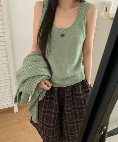 meJane(ミージェーン)の「ニットキャミ × リブカーディガン アンサンブル(アンサンブル・レディース・ミント/ベージュ/ピンク/ホワイト・FREE)」の12枚目の写真