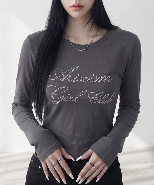 non-hedge(ノンヘッジ)の「ストーンロゴチビロンT(Tシャツ/カットソー・レディース・ミント/ワインレッド/ネイビー/ブラック/オフホワイト/チャコールグレー・FREE)」の4枚目の写真