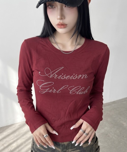 non-hedge(ノンヘッジ)の「ストーンロゴチビロンT(Tシャツ/カットソー・レディース・ミント/ワインレッド/ネイビー/ブラック/オフホワイト/チャコールグレー・FREE)」の1枚目の写真