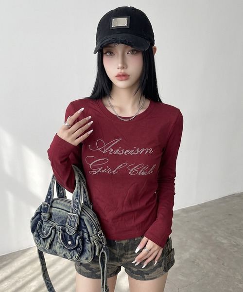 non-hedge(ノンヘッジ)の「ストーンロゴチビロンT(Tシャツ/カットソー・レディース・ミント/ワインレッド/ネイビー/ブラック/オフホワイト/チャコールグレー・FREE)」の9枚目の写真