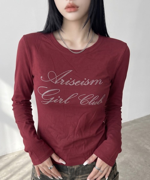 non-hedge(ノンヘッジ)の「ストーンロゴチビロンT(Tシャツ/カットソー・レディース・ミント/ワインレッド/ネイビー/ブラック/オフホワイト/チャコールグレー・FREE)」の10枚目の写真